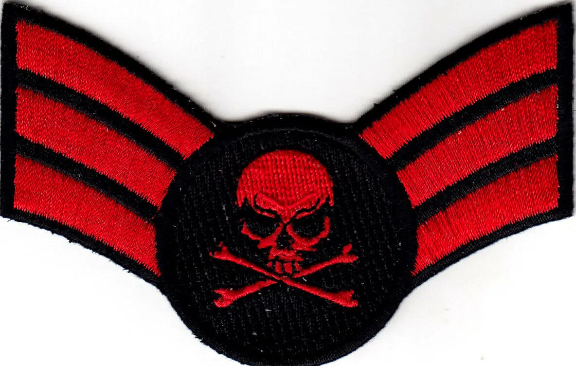 

Hot! MILITARY INSIGNIA DEATH SKULL-CROSSBONES -BIKER- IRON ON EMBROIDERED PATCH (≈ 7.5-4.7 cm )