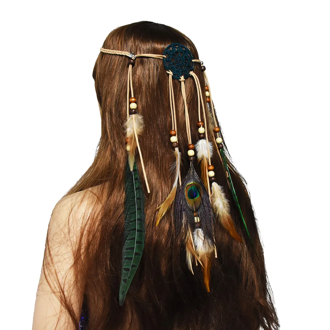 

Headdress Hippie Feather Headband with Dreamcatchers Headpieces for Girls Women Carnival Hair Accessories