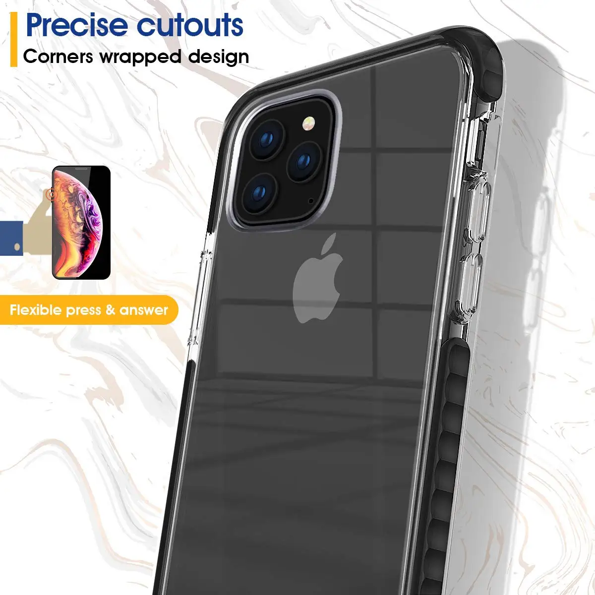 Для iPhone 11 Pro Max чехол прозрачный тонкий Кристальный противоударный бампер для