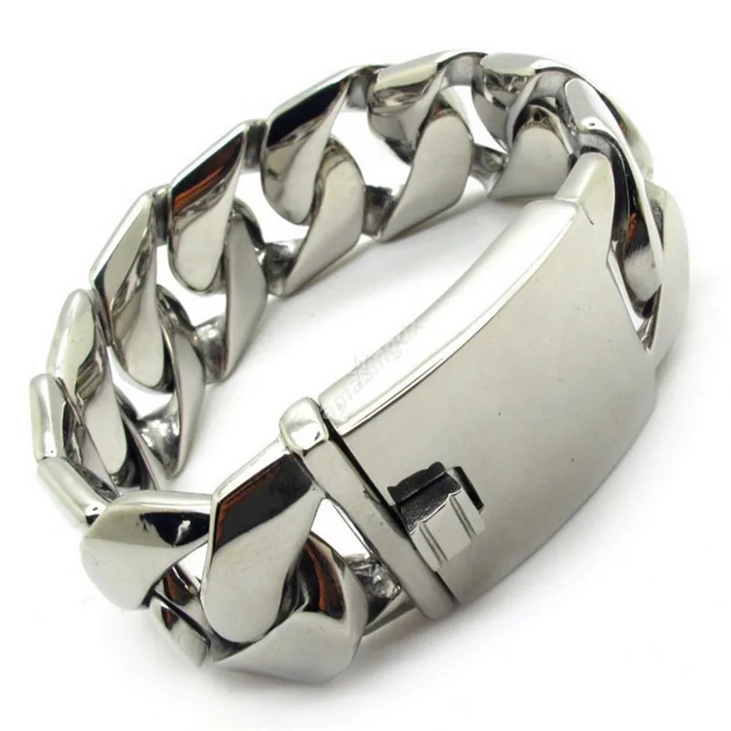 

Mens/Boys 25mm Huge&Heavy Polish Bracelet Bangles Biker Chain Stainless Steel Bracelets Jewelry Free Shipping