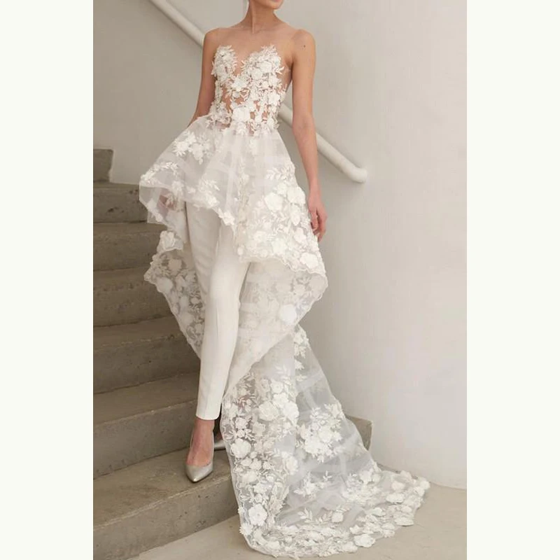High Fashion Sexy High Low Illusion Boat Neckline Bridal Wedding Gowns Backless Applique Lace Wedding Dresses for Bride Hi-Lo
High Fashion Sexy High Low Illusion Boat Neckline Bridal Wedding Gowns Backless Applique Lace Wedding Dresses for Bride Hi-Lo