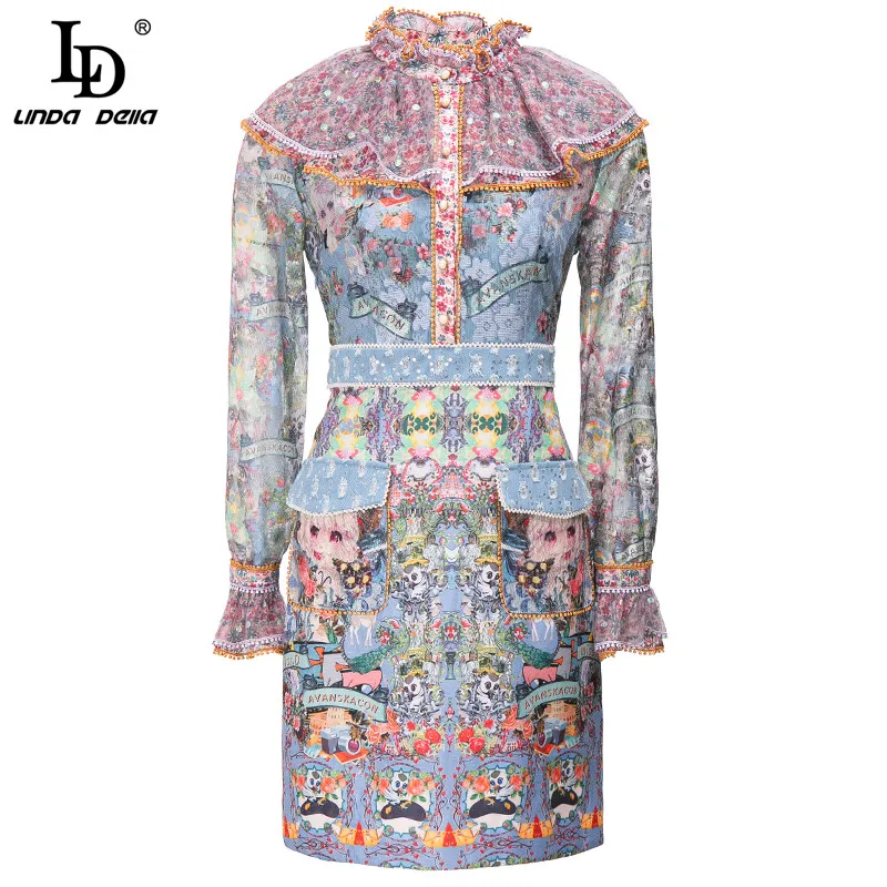 LD LINDA DELLA Fashion Runway Autumn Dress Women Flare Sleeve Mesh patchwork Dot Embroidered Printed Vintage Mini Dress Vestidos
LD LINDA DELLA Fashion Runway Autumn Dress Women Flare Sleeve Mesh patchwork Dot Embroidered Printed Vintage Mini Dress Vestidos