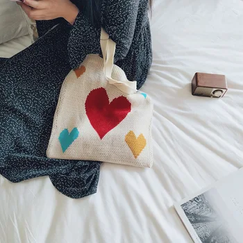 Korean version of chic cute girl heart knitted bag female shoulder Japanese spring college student tote bag bag women
Korean version of chic cute girl heart knitted bag female shoulder Japanese spring college student tote bag bag women