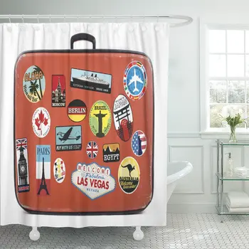 Luggage Travel Suitcase Vintage Old Label Baggage World Shower Curtain Waterproof Polyester Fabric 72 x 78 Inches Set with Hooks
Luggage Travel Suitcase Vintage Old Label Baggage World Shower Curtain Waterproof Polyester Fabric 72 x 78 Inches Set with Hooks