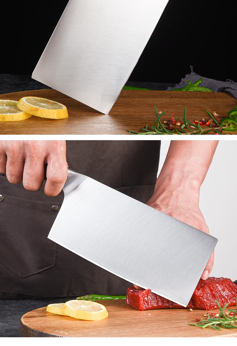 Chiński nóż kuchenny ze stali nierdzewnej o pełnej klinge i drewnianym uchwycie - Wianko - 14