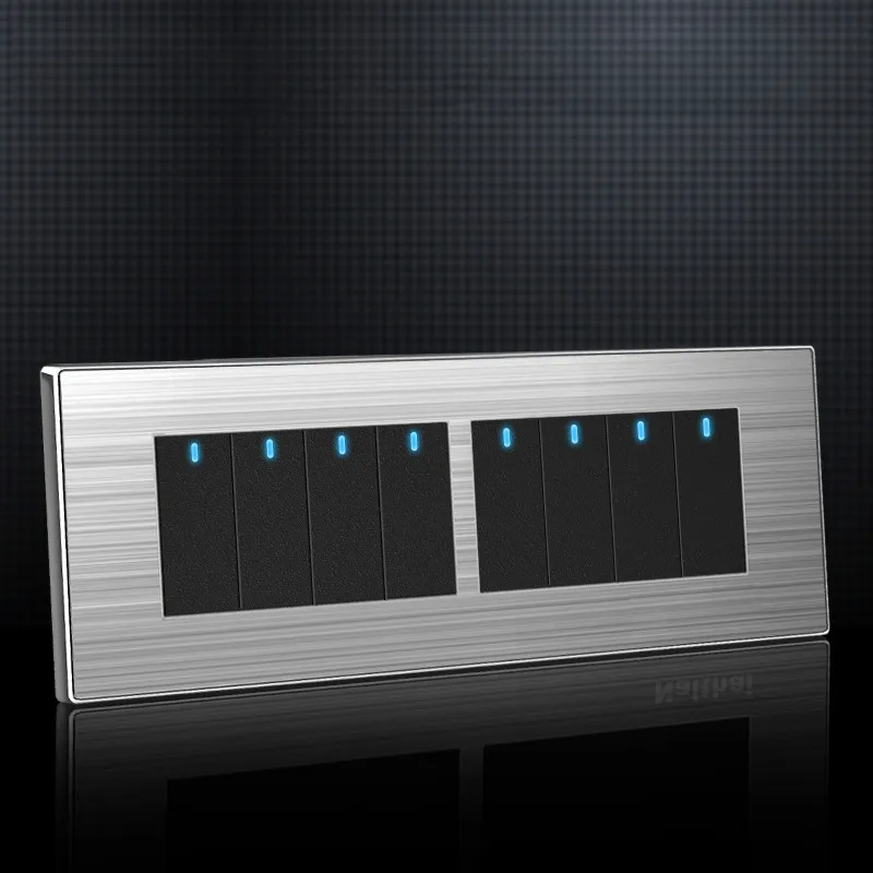 5 6 7 8 Gang 2 Way Household Switch Socket type 86 wall with led brushed stainless steel mirror Reset switches
5 6 7 8 Gang 2 Way Household Switch Socket type 86 wall with led brushed stainless steel mirror Reset switches