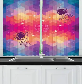 Valentines Kitchen Curtains I Love You to The Moon and Back Astronauts Floating Romantic Message Poly Art for Kitchen Cafe Decor
Valentines Kitchen Curtains I Love You to The Moon and Back Astronauts Floating Romantic Message Poly Art for Kitchen Cafe Decor
