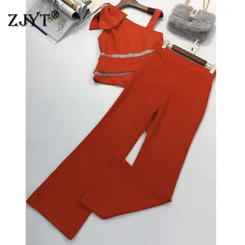 Elegant Lady Party Two Piece Outfits 2020 New Summer Women's Set Runway Fashion One Shoulder Diamonds Top Flare Pants Suit Sets
Elegant Lady Party Two Piece Outfits 2020 New Summer Women's Set Runway Fashion One Shoulder Diamonds Top Flare Pants Suit Sets
