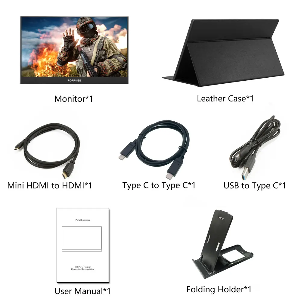 Портативный монитор PORPOISE 17 3 &quotUSB 1 Type C для Ps4 Switch Xbox Huawei игровой телефона ноутбука