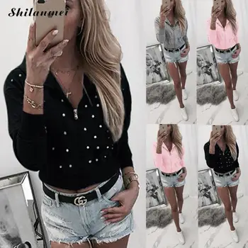 2019 Women Hooded Coat Beading Cute Autumn Basic Jackets Long Sleeve Zipper Causal Jacket Solid Color Slim Ladies Outerwear Coat
2019 Women Hooded Coat Beading Cute Autumn Basic Jackets Long Sleeve Zipper Causal Jacket Solid Color Slim Ladies Outerwear Coat