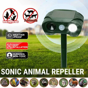 IPx4Solar Ultrasonic Power Pest Control Repeller suit Cat Dog Animal Repeller+Flashing led light 110 degree 8m Infrared Sensor
IPx4Solar Ultrasonic Power Pest Control Repeller suit Cat Dog Animal Repeller+Flashing led light 110 degree 8m Infrared Sensor