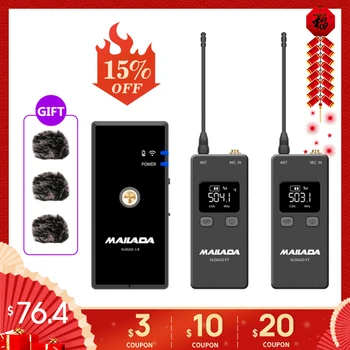 Wireless Microphone Mailada VLOGGO UHF Condensor Mic Video Recording Lavalier Trans/Receivers for Phones DSLR
Wireless Microphone Mailada VLOGGO UHF Condensor Mic Video Recording Lavalier Trans/Receivers for Phones DSLR