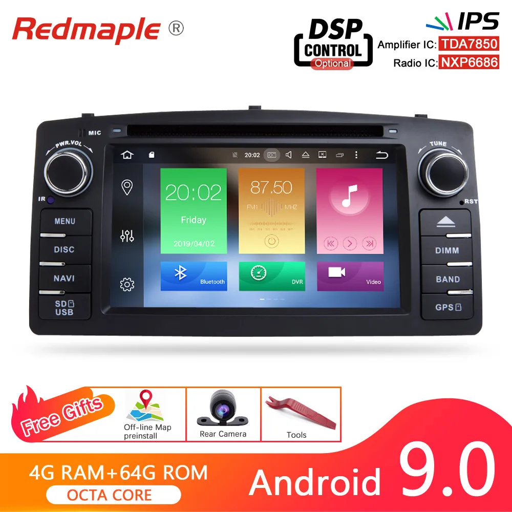 Автомагнитола 6 2 дюймов Android 9 0 GPS навигация для Toyota Corolla E120 BYD F3 DVD плеер стерео