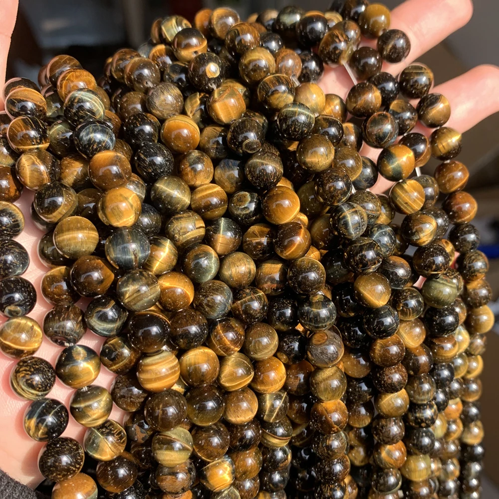 

Natural Stone Yellow Tiger Eye Round Loose Beads For Jewelry Making 4 6 8 10 12 14mm DIY Bracelet Accessories 15'' Strands