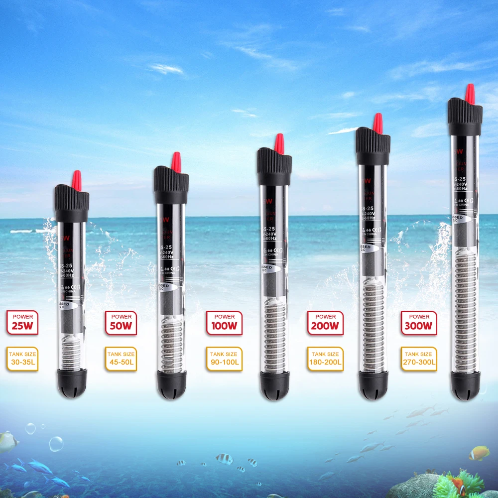 

25W/50W/100W/200W/300W Aquarium Submersible Fish Tank Automatic Water Heater Constant Temperature Heating Rod EU Plug
