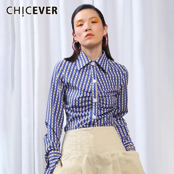 CHICEVER Vintage Plaid Blouses Female Lapel Collar Long Sleeve Slim Ruched Irregular Shirts For Women Fashion 2020 Clothes New
CHICEVER Vintage Plaid Blouses Female Lapel Collar Long Sleeve Slim Ruched Irregular Shirts For Women Fashion 2020 Clothes New