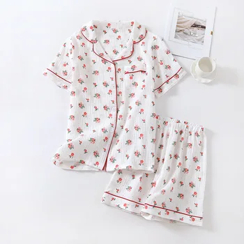 JULY'S SONG Cotton Women's Pajamas Set Floral Lapel Collar Casual Short Sleeve Pants Love Print Homewear Summer Soft Sleepwear
JULY'S SONG Cotton Women's Pajamas Set Floral Lapel Collar Casual Short Sleeve Pants Love Print Homewear Summer Soft Sleepwear