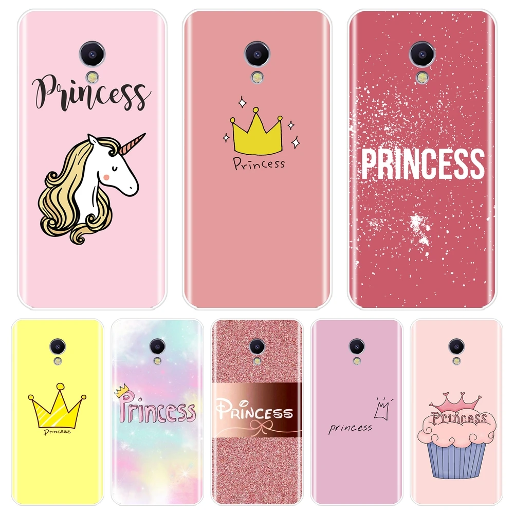 Чехол для Meizu M2 M3 M3S M5 M5C M5S M6 M6S M6T Розовый Мягкий силиконовый чехол с короной
