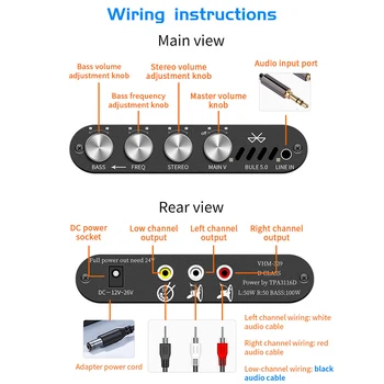 Multifunction Mini Bluetooth Power Amplifier 2.1 Channel Universal Class D Stereo Audio Subwoofer Wireless Home Theater Portable