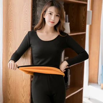 2020 Winter Thick Warm Gold Velvet Underwear Sets for Women Long Sleeve Sleepwear Suit Thermal Body Shaper Long Johns Bodysuit 
2020 Winter Thick Warm Gold Velvet Underwear Sets for Women Long Sleeve Sleepwear Suit Thermal Body Shaper Long Johns Bodysuit