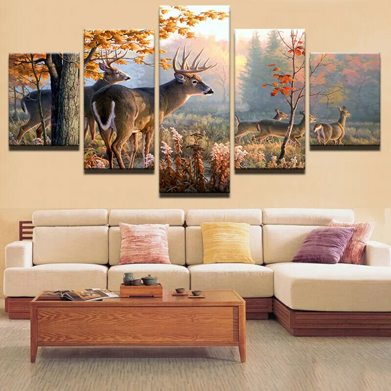 5 Pieces Romantic Fall Forest Deers Autumn Wall Art Poster Decoration Oil Painting Canvas Painting for Home Decor Background
5 Pieces Romantic Fall Forest Deers Autumn Wall Art Poster Decoration Oil Painting Canvas Painting for Home Decor Background
