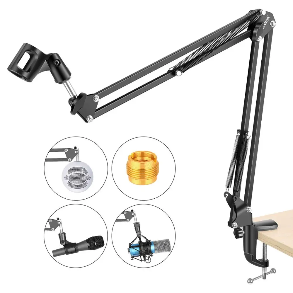 

Neewer Extendable Recording Microphone Holder Suspension Boom Scissor Arm Stand Holder with Mic Clip Table Mounting Clamp