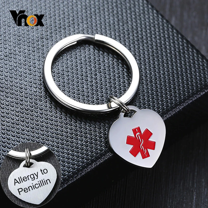 Vnox Medical Heart ID Charm Key Chain Anti Allergy Stainless Steel TYPE 1 DIABETES Personalize Emergency Reminder Unisex Jewelry
Vnox Medical Heart ID Charm Key Chain Anti Allergy Stainless Steel TYPE 1 DIABETES Personalize Emergency Reminder Unisex Jewelry