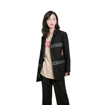 Spring Autumn Black with Pattern Suit Jacket Women's Retro Loose-Fit Dolomites Machine Embroidery Blazer 2020 New Style Women 34
Spring Autumn Black with Pattern Suit Jacket Women's Retro Loose-Fit Dolomites Machine Embroidery Blazer 2020 New Style Women 34