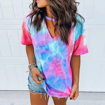 Summer V-neck Tye-Dye Shirt New Women Tie-dye Tee Shirts 2020 Womens Loose Short-sleeved T-shirt Large Sizes 5XL Ladies Tops
Summer V-neck Tye-Dye Shirt New Women Tie-dye Tee Shirts 2020 Womens Loose Short-sleeved T-shirt Large Sizes 5XL Ladies Tops