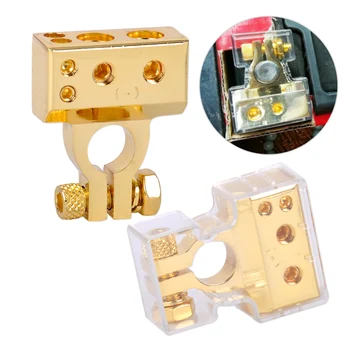 CITALL NEW 2pcs Gold zinc alloy 2 4 8 Gauge AWG 12V Positive & Negative Car Battery Terminal Clamp Connector with Cover
CITALL NEW 2pcs Gold zinc alloy 2 4 8 Gauge AWG 12V Positive & Negative Car Battery Terminal Clamp Connector with Cover