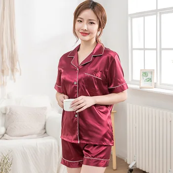 Summer Burgundy Pajamas Set Sleepwear Women Sexy Mini Pijamas Suit Intimate Lingerie Satin 2PCS Shirt&shorts Nightwear Homewear
Summer Burgundy Pajamas Set Sleepwear Women Sexy Mini Pijamas Suit Intimate Lingerie Satin 2PCS Shirt&shorts Nightwear Homewear