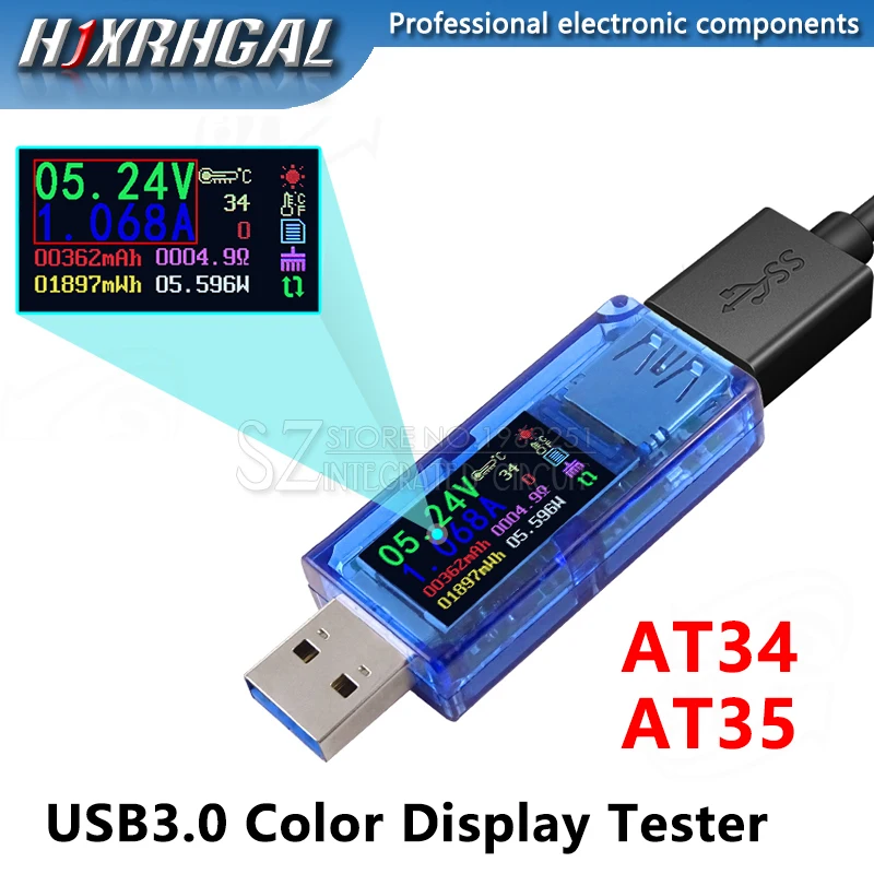 1PCS AT34 AT35 USB 3.0 color LCD Voltmeter ammeter voltage Module current meter battery charge power bank USB Tester Module
1PCS AT34 AT35 USB 3.0 color LCD Voltmeter ammeter voltage Module current meter battery charge power bank USB Tester Module