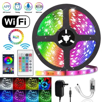 LED Strip 5050 RGB 5M RGB Waterproof 150 Leds Color Changeable Flexible LED Strip Light WIFI Remote Controller Power
LED Strip 5050 RGB 5M RGB Waterproof 150 Leds Color Changeable Flexible LED Strip Light WIFI Remote Controller Power