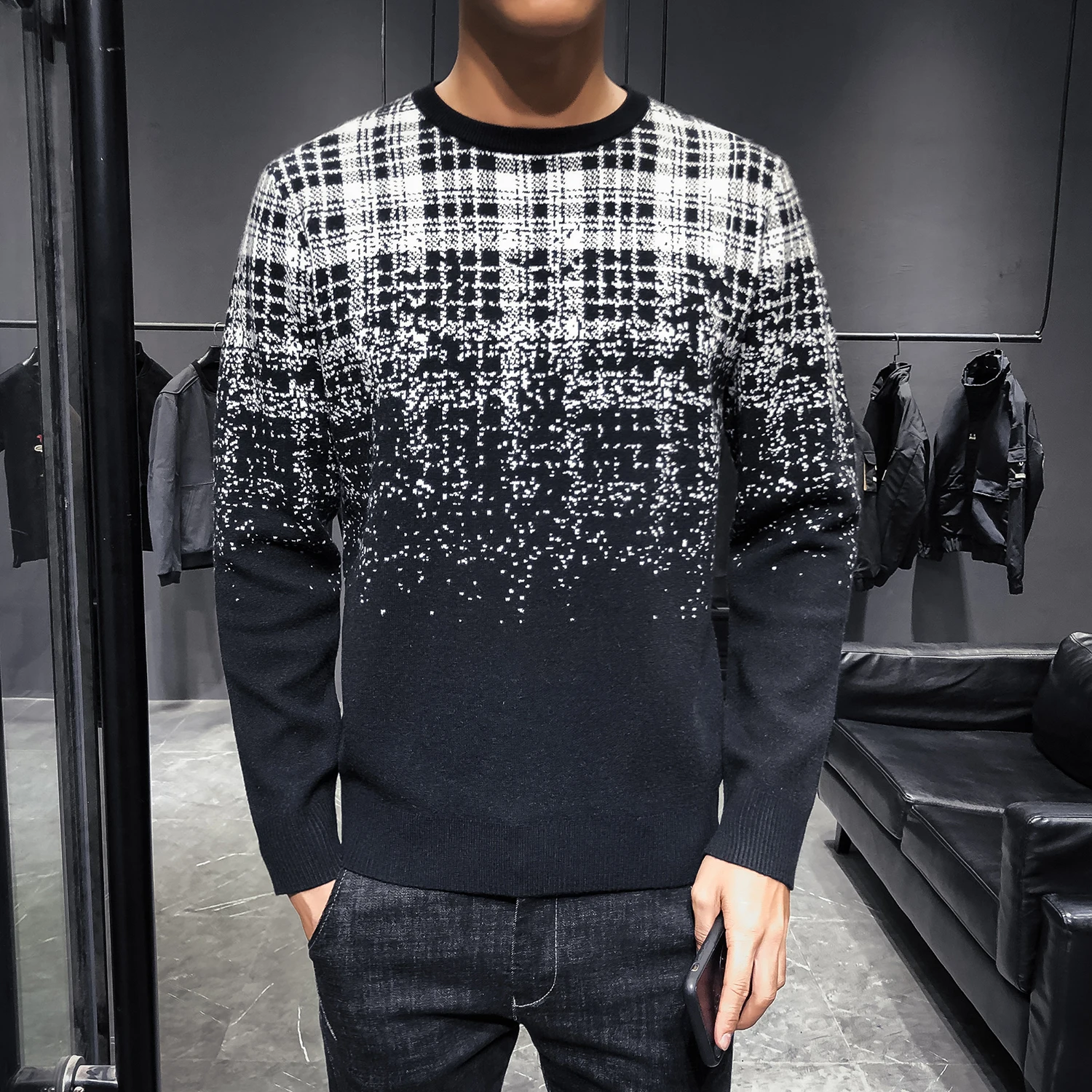 High Quality Self-cultivation Gradual Change Decorative Leisure Time Sweater Knitting Unlined Upper Garment Men Heren Sweater
High Quality Self-cultivation Gradual Change Decorative Leisure Time Sweater Knitting Unlined Upper Garment Men Heren Sweater