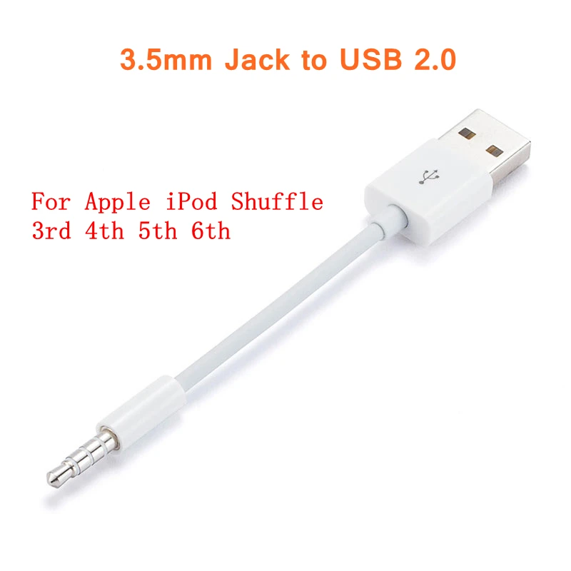 

USB to 3.5mm Transfer Audio Adapter Cable 3.5mm Jack to USB 2.0 Data Sync Charger Cable Cord For Apple iPod Shuffle 3rd 4th 5th