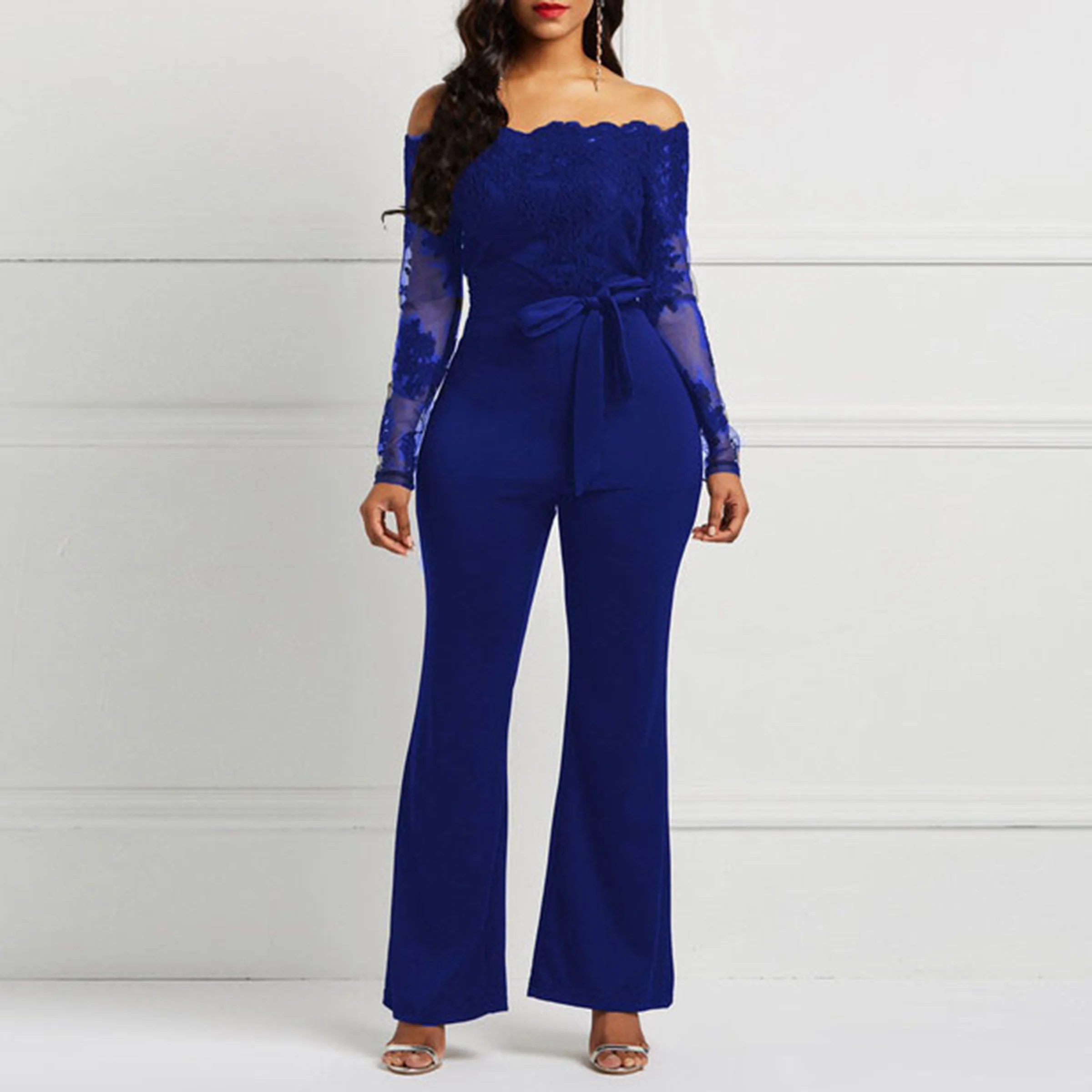 Blue Elegant Off Shoulder Floral Lace Jumpsuit Evening Dress Long Sleeves Sheath Wedding Party Formal Evening Dresses
Blue Elegant Off Shoulder Floral Lace Jumpsuit Evening Dress Long Sleeves Sheath Wedding Party Formal Evening Dresses