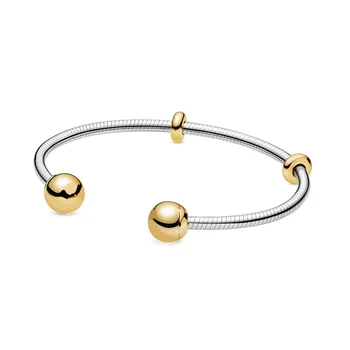Authentic 925 Sterling Silver Snake Chain Basic Bracelets With 2 Gold Beads 16CM/17.5CM/19CM For Women Charm Jewelry
Authentic 925 Sterling Silver Snake Chain Basic Bracelets With 2 Gold Beads 16CM/17.5CM/19CM For Women Charm Jewelry