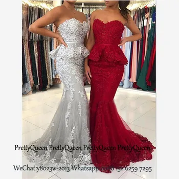 Stunning Lace Mermaid Evening Dress With Peplums Appliques Sweetheart Neck Robe De Soiree Long Formal Dresses Prom Gown
Stunning Lace Mermaid Evening Dress With Peplums Appliques Sweetheart Neck Robe De Soiree Long Formal Dresses Prom Gown