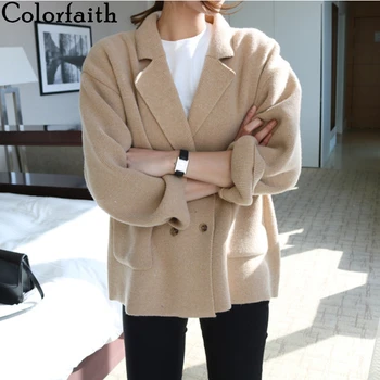 

Colorfaith New 2020 Women's Sweaters Autumn Winter Korean Style Knitted Buttons Pockets Cardigans Vintage Wild Knitwear SWC8277