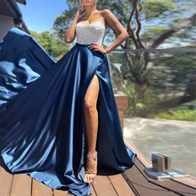 Blue/White Backless Evening Formal Dress 2022 Strapless Top Sequin Split Long Prom Party Gown Vestidos Festa Robe De Soriee
Blue/White Backless Evening Formal Dress 2022 Strapless Top Sequin Split Long Prom Party Gown Vestidos Festa Robe De Soriee