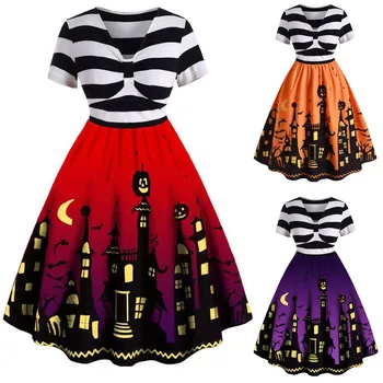 Halloween Vintage Dress Plus Size Women Novelty Long Sleeve V Neck Housewife Print Knotted V Back Autumn Dress Freeship платье
Halloween Vintage Dress Plus Size Women Novelty Long Sleeve V Neck Housewife Print Knotted V Back Autumn Dress Freeship платье