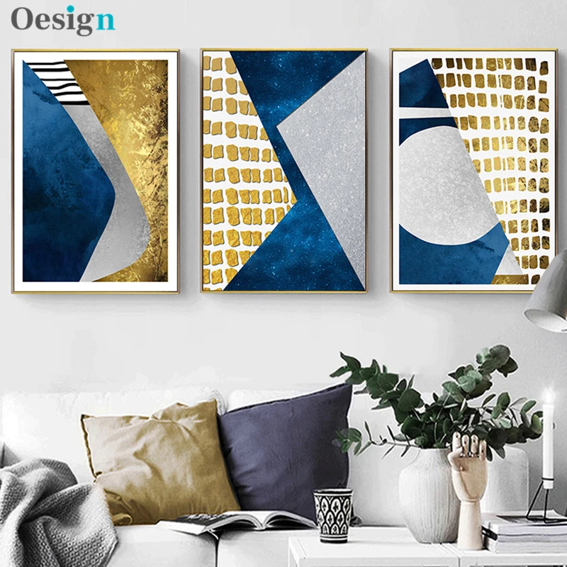 Geometric Blue Golden Canvas Posters and Prints Abstract Painting Nordic Style Wall Pictures for Living Room Modern Home Decor
Geometric Blue Golden Canvas Posters and Prints Abstract Painting Nordic Style Wall Pictures for Living Room Modern Home Decor