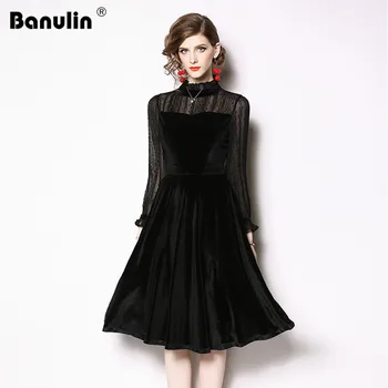 Banulin New 2019 Autumn Brand Fashion Runway Designer Vintage Dress Chiffon Long Sleeve Velvet Patchwork Elegant Party Dresses
Banulin New 2019 Autumn Brand Fashion Runway Designer Vintage Dress Chiffon Long Sleeve Velvet Patchwork Elegant Party Dresses