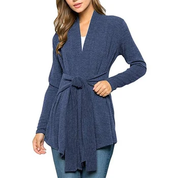 Autumn Women Elegent Cardigans Fashion Knitted Sweaters Long Sleeves Sashes Decoration Warm Casual Long Section Sweaters 
Autumn Women Elegent Cardigans Fashion Knitted Sweaters Long Sleeves Sashes Decoration Warm Casual Long Section Sweaters