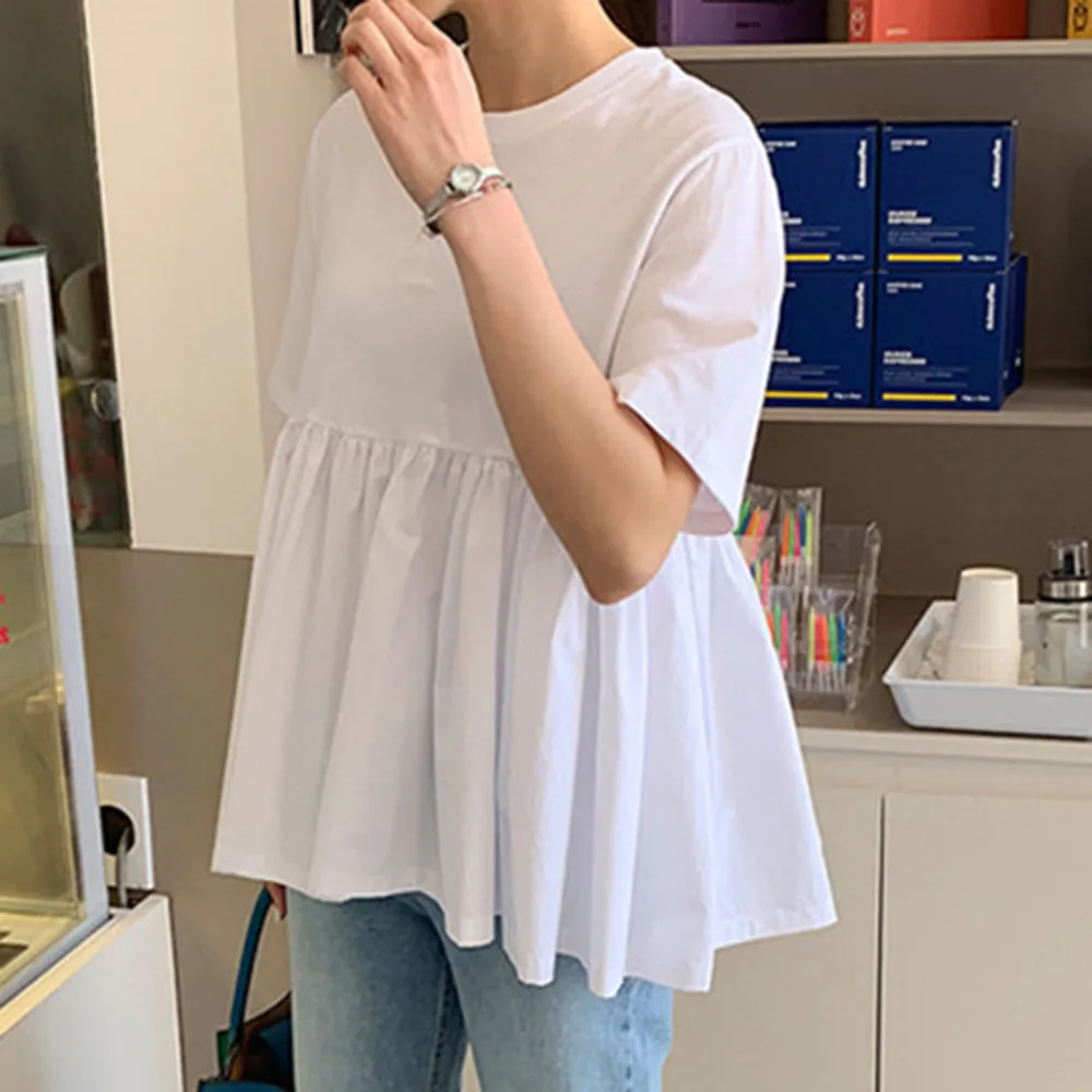 Cute Pure White Summer Blouse Shirt Janpan Korean 2020 High Waist Pleated Tops Loose Style Femme Shirts Blouse Daily Minimalist
Cute Pure White Summer Blouse Shirt Janpan Korean 2020 High Waist Pleated Tops Loose Style Femme Shirts Blouse Daily Minimalist