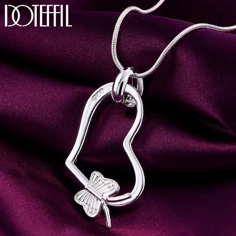 DOTEFFIL 925 Sterling Silver 18 Inch Snake Chain Heart Butterfly Pendant Necklace For Women Fashion Wedding Party Charm Jewelry
DOTEFFIL 925 Sterling Silver 18 Inch Snake Chain Heart Butterfly Pendant Necklace For Women Fashion Wedding Party Charm Jewelry