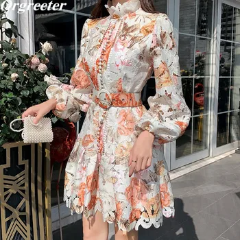 High-end custom Brand Design Romantic Flower Print Hollow out Embroidery Lace Dress Women Lantern Sleeve Single-Breasted Dresses
High-end custom Brand Design Romantic Flower Print Hollow out Embroidery Lace Dress Women Lantern Sleeve Single-Breasted Dresses