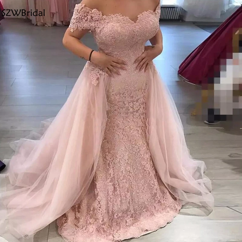 Robe de soiree 2020 Pink sliver Lace Evening Dress Long Mermaid Detachable Train Saudi Arabic Women Formal Prom Evening Gown
Robe de soiree 2020 Pink sliver Lace Evening Dress Long Mermaid Detachable Train Saudi Arabic Women Formal Prom Evening Gown