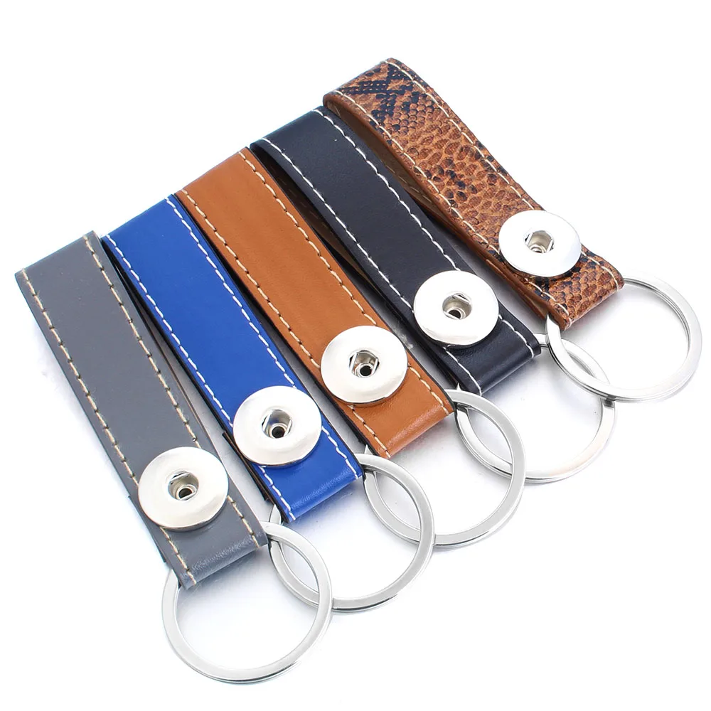 

New Snap Jewelry PU Leather Snap Key Chain For Keyring Women Fit DIY 18MM Snap Buttons Keychain Pendant Button Snap Keychains