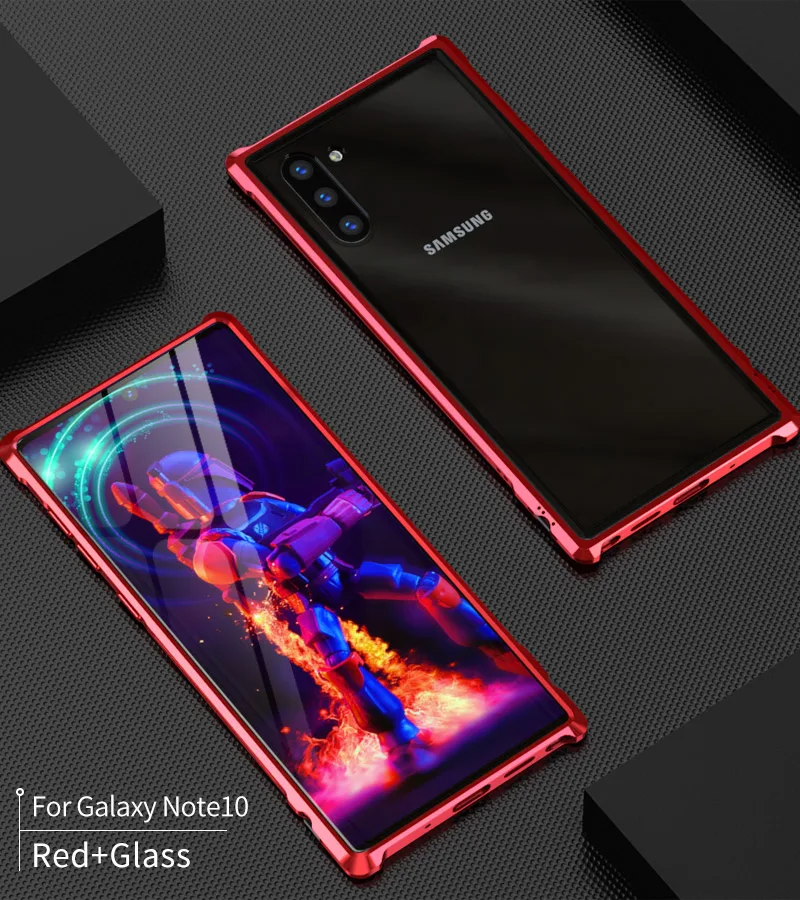 Алюминиевый металлический бампер для Samsung Note10 + задняя крышка из закаленного